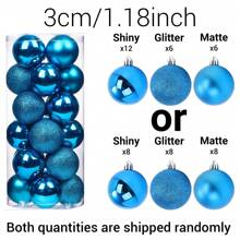 24pcs Christmas Ball Ornaments For Christmas Tree - Shatterproof Tree Decorations Balls, Perfect For Holiday Wedding Party Decorations - Lake blue - View 3