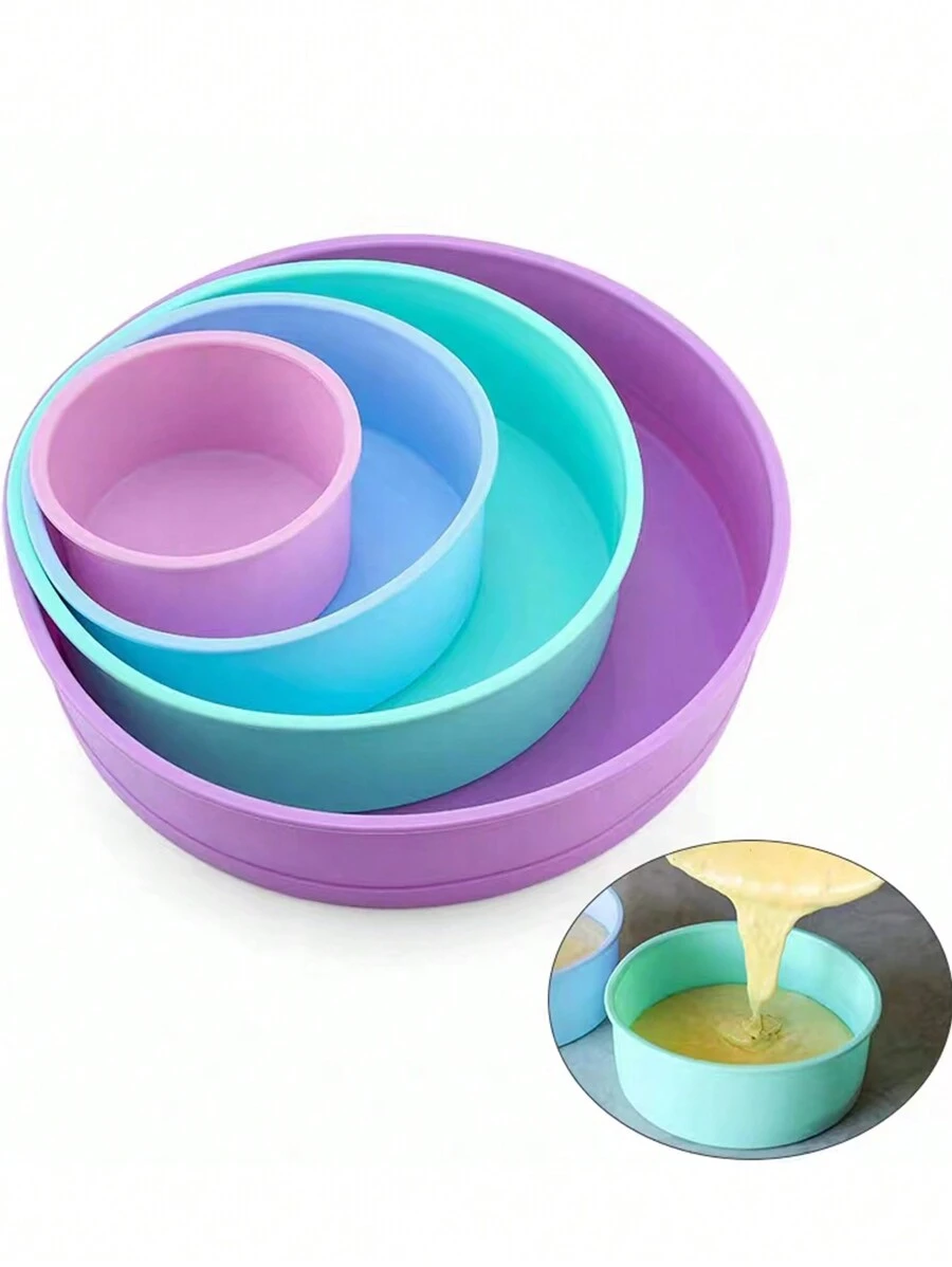 1入組矽膠圓形烤模蛋糕矽膠烤盤,現代極簡風焗爐烘焙工具,耐高溫且易於清潔 - 紫色 - 查看 1