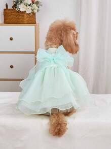 1 Miếng Màu xanh lá Thú cưng Váy dự tiệc , Áo choàng dạ hội Phong cách , Đàn organza & Váy sa mỏng , Hoàn hảo Đối với Đám cưới Và Các bữa tiệc - màu xanh lá - Xem 1