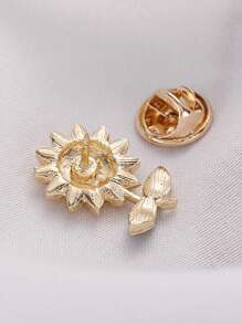 1pc Simple & Stylish Sunflower Shaped Brooch With Rhinestone Detail Suitable For Everyday Wear For Women - Gold - View 2