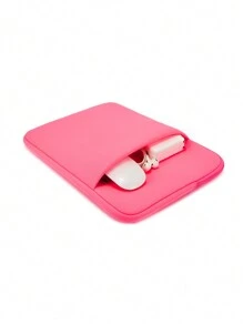 1 pieza Funda de portátil de unicolor casual de 11.6/12.5/13.3/14/15.4/15.6/16/17 pulgadas, compatible con Huawei/Apple/HP/Hasee - Rosa Fucsia - Ver 7