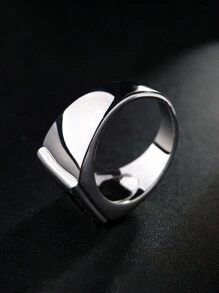1件男士商務宴會時尚龐克風黑色方石水鑽奢華戒指，約會派對婚禮訂婚珠寶飾品，情人節禮物 - 黑色 - 查看 4