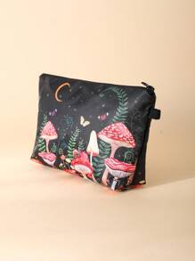 蘑菇印花化妝包小月亮化妝包女式青少年女孩防水手拿包帶拉鍊刷東西收納袋錢包洗漱包蘑菇袋,新奇包,完美的最佳惡作劇和有趣的禮物。 - 紅色 - 查看 3