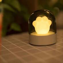 1 件裝卡通可愛貓爪形小夜燈帶音樂功能和 Usb 充電,床頭睡眠伴侶燈,禮物 - 粉色 - 查看 7