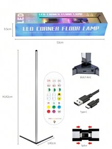 Bluetooth APP Controlled Modern Style Aluminum LED Corner Wall Lamp, 3 Segments, Sound Activated Mode, Perfect For Creating Ambiance And Visual Effect For Home, Study, Living Room, Bedroom, Parties, Live Streaming, And Gaming - Black - View 4