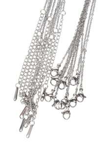 10入組不褪色不掉色不變色的不銹鋼鏈,包括o鏈,扁平路面鏈,十字路鏈,適用於diy珠寶製作 - 銀色 - 查看 2