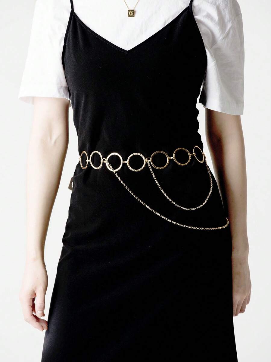 1 Miếng Của phụ nữ Kim loại hình học Treo Chuỗi Màu vàng Nhẫn Thắt lưng Đối với Đầm Kỳ nghỉ Phong cách , Đúng mốt Và Thanh lịch Dây thắt lưng - Vàng - Xem 1