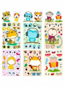 1pack/6pcs Kids' Educational Creative Cartoon Animal Jigsaw Stickers For Diy - Multicolor - View 2
