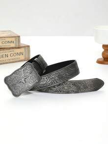 Retro Phong cách phương Tây Màu xám Cowboy Thắt lưng - Màu xám đen - Xem 2