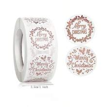 500pcs/roll Rose Gold Christmas Happy Stickers ForGift Cards And Decorations - Rose Gold - View 5