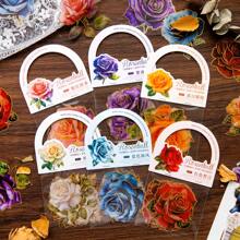 YANJI 1包/10張玫瑰主題美學貼紙,北歐風格熱壓pet材料裝飾用於日誌,手機,筆記本,電腦,配件,剪貼簿,垃圾日記,拼貼材料,創意藝術用品 - 粉色 - 查看 7