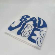 1件y2k哥德風字母提花時尚針織帽,適合戶外活動、購物、聚會、旅行等穿著保暖