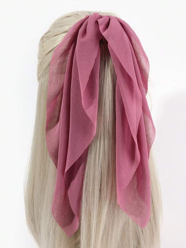 1 pieza Lazo de cinta de gasa rosa claro para el cabello de mujer, adecuado para estilos suaves, diarios, casuales y de vacaciones, lindo, accesorios para el cabello con orejas de gato para el Día de San Valentín, coleteros elásticos