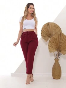Women Pants - Màu Đỏ Sâu - Xem 5