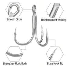 10Pcs High Carbon Steel Treble Hooks 2# 4# 6# 8# 10# Silver Fishing Tackle with Barbed Anchor Lure Fishing Accessories