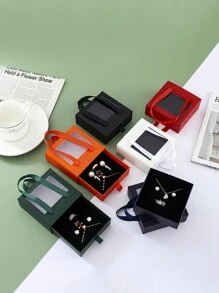 1pc Transparent Drawer Jewelry Box Portable Jewelry Packaging Box Bracelet Storage Box Pendant Necklace Gift Box - Transparent window jewelry box - View 8