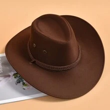 1pc Solid Western Cowboy Hat For Men Wide Brim Sun Protection Travel Hat Casual Halloween