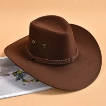 1pc Solid Western Cowboy Hat For Men Wide Brim Sun Protection Travel Hat Casual Halloween