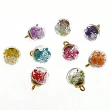 10 件裝 21*16 乾燥花玻璃和水晶球吊墜適用於耳環、項鍊 Diy 珠寶製作 - 10pcs 多彩混色 - 查看 5
