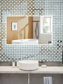 4入組0.36m2銀色水晶玻璃馬賽克壁貼,適用於浴室和廚房裝飾,自粘式玻璃磁磚(真正的玻璃壁貼) - 銀色 - 查看 7