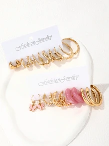 10pairs Butterfly & Faux Pearl Decor Earrings