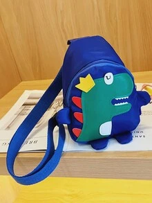 尼龍恐龍兒童側胸包,可愛時尚的兒童斜背包 - 藍色 - 查看 2