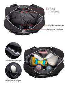 LEQUEEN 1個新款大容量媽媽袋,適合戶外旅行、換尿布和收納,搭配斜挎帶方便組織