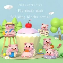 Micro Particles Building Blocks Animal Themed Piggy's Diary Slouchy Pig Model Kids' Educational Assembly Toy - Black - View 2