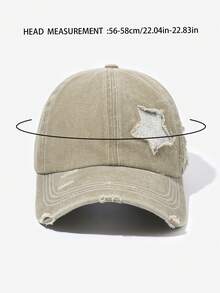 1pc Unisex Pink Powder Five-pointed Star Ponytail Washed Baseball Cap For Outdoor Activities - Khaki - View 6