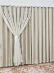 Blackout Curtain In Thick Fabric 7.00 X 2.80 With Voile Living Room Bedroom Office Promotion - Màu be - Xem 2