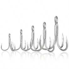 10Pcs High Carbon Steel Treble Hooks 2# 4# 6# 8# 10# Silver Fishing Tackle with Barbed Anchor Lure Fishing Accessories