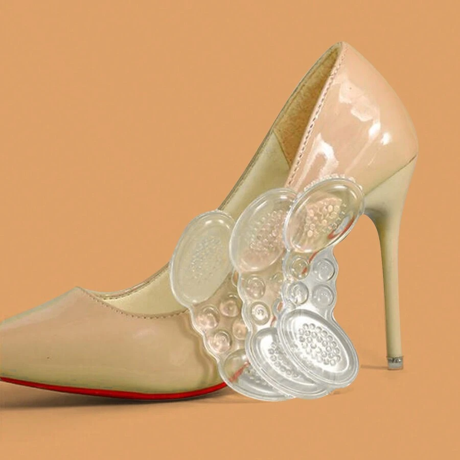 1 女用高跟鞋矽膠蝴蝶形腳跟墊防滑耐磨,適合高跟鞋、鞋子和靴子 - 無色 - 查看 1