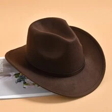 1 Miếng Phong cách phương Tây Mũ phớt Mũ Đối với phụ nữ Bắt chước Len Felt Jazz Mũ Thanh lịch - Cà phê nâu - Xem 1