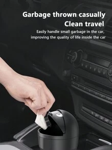 1pc Car Door Hanging Trash Can Passenger Mini Garbage Bin For Car Storage Box - Black - View 4