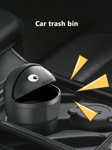 1pc Car Door Hanging Trash Can Passenger Mini Garbage Bin For Car Storage Box - Black - View 1