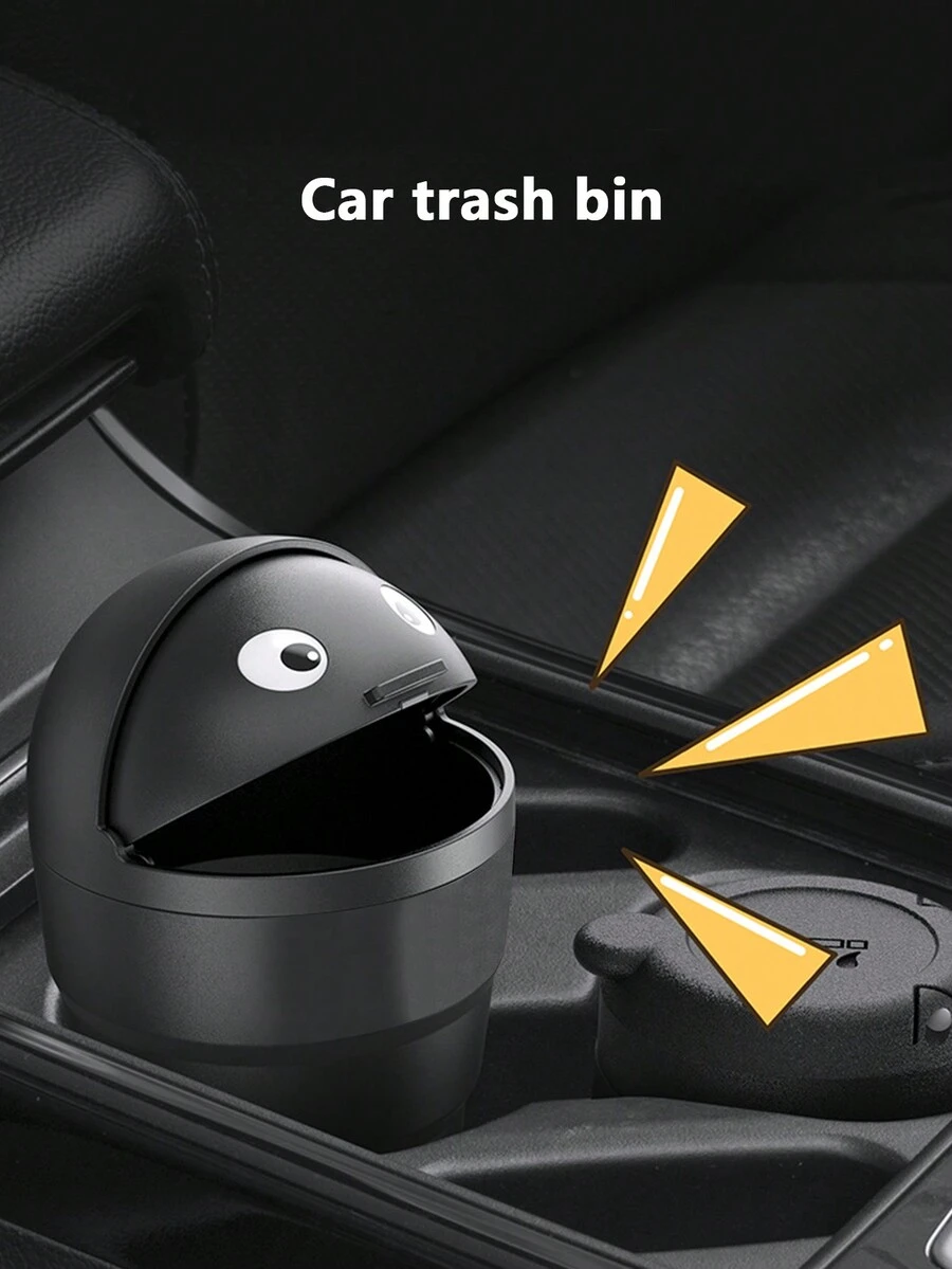 1pc Car Door Hanging Trash Can Passenger Mini Garbage Bin For Car Storage Box - Black - View 1