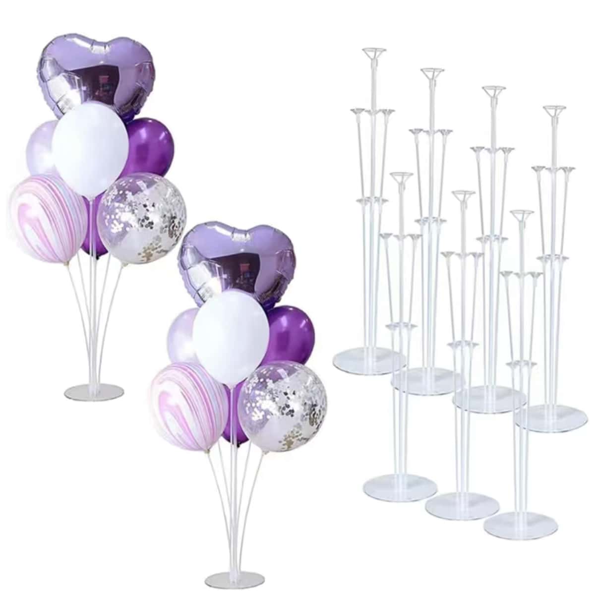 23pcs Plastic Balloon Stand Set, Transparent Table Desktop Balloon Holder With Balloon Sticks & Balloon Cups & Balloon Base for Birthday Party - Clear - View 1