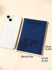 1pc Travel Passport Holder With World Map Pattern, Matte Finish Pu Leather Material Passport Cover Passport Case Passport Wallet Passport Bag for Holiday for Vacation Passport Pouch for Flight for Back to School for Men and Women Travel Essentials Travel Accessories vacation accessories for holiday season - Navy Blue - View 4