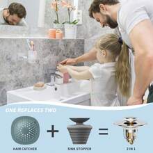 2.0 Phiên bản Cửa sổ Bật lên Phòng tắm Bồn rửa chén Làm khô hạn Phích cắm , Phù hợp Inch Làm khô hạn Lỗ , Với Rổ Thép không gỉ Bồn rửa chén Bộ lọc Đối với Phòng tắm ( 1 Miếng Màu bạc ) - Bạc - Xem 3