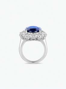 Dissoo 1 Stück Europäischer Und Amerikanischer Stil Süße & Coole S925 Silber Schmuck Damen High-end-oval Blaue Topas Und Zirkonia Ring