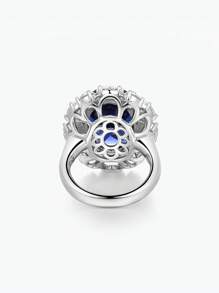 Dissoo 1 Stück Europäischer Und Amerikanischer Stil Süße & Coole S925 Silber Schmuck Damen High-end-oval Blaue Topas Und Zirkonia Ring