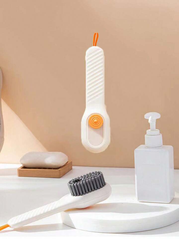 1pc Liquid added Shoe Brush Household Liquid added Pressurized Shoe Cleaning Brush Press style Soft Hair Clothing Cleaning Brush SHEIN