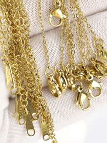 10入組不褪色不掉色不變色的不銹鋼鏈,包括o鏈,扁平路面鏈,十字路鏈,適用於diy珠寶製作 - 銀色 - 查看 1