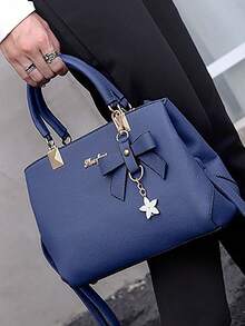 Yogodlns Waterproof,Lightweight,Business Casual Bow & Flower Decor Litchi Embossed Square Bag, Mother's Day Gift For Mom Lightweight Nylon Belt Bag For Travel, Running, Hiking - Adjustable Strap And Small Waist Pouch For Teen Girls Women College Students,Rookies & White-Collar Workers Perfect For Office,College,Work ,Business,Commute - Royal Blue - View 2