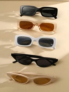 5pcs Unisex Full Frame Beach Fashion Glasses Suitable For Daily Decoration And Matching - Multicolor - View 3