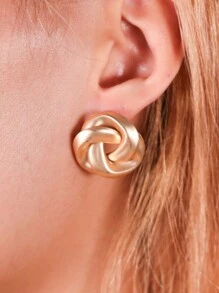 1pair European And American Punk Style Fashionable Twisted Hoop Earrings, Suitable For Daily Wear And Work - Gold - View 1