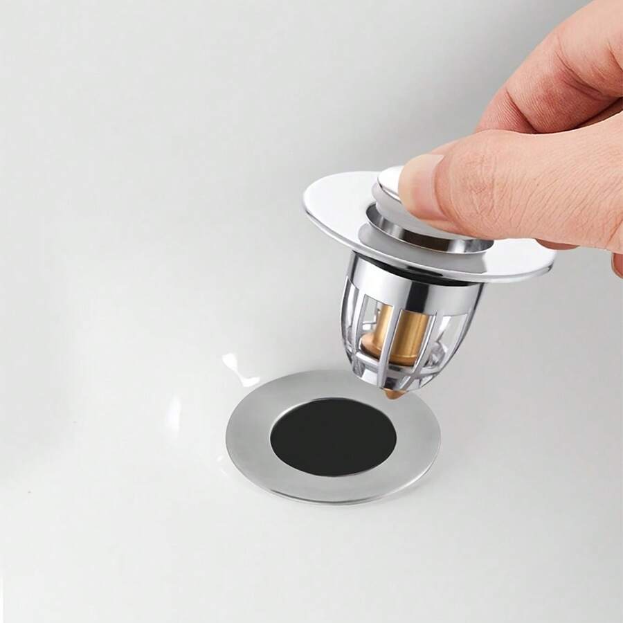 2.0 Phiên bản Cửa sổ Bật lên Phòng tắm Bồn rửa chén Làm khô hạn Phích cắm , Phù hợp Inch Làm khô hạn Lỗ , Với Rổ Thép không gỉ Bồn rửa chén Bộ lọc Đối với Phòng tắm ( 1 Miếng Màu bạc ) - Bạc - Xem 1