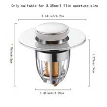 2.0 Phiên bản Cửa sổ Bật lên Phòng tắm Bồn rửa chén Làm khô hạn Phích cắm , Phù hợp Inch Làm khô hạn Lỗ , Với Rổ Thép không gỉ Bồn rửa chén Bộ lọc Đối với Phòng tắm ( 1 Miếng Màu bạc ) - Bạc - Xem 4