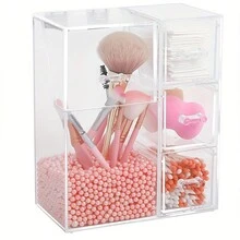 1 Miếng Acrylic Đa dụng Cọ trang điểm Chống bụi Trong suốt Mỹ phẩm Loại vỏ , Cọ lông mày Làm đẹp Chải Hộp trữ - Hồng - Xem 7