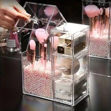 1 Miếng Acrylic Đa dụng Cọ trang điểm Chống bụi Trong suốt Mỹ phẩm Loại vỏ , Cọ lông mày Làm đẹp Chải Hộp trữ - Hồng - Xem 2